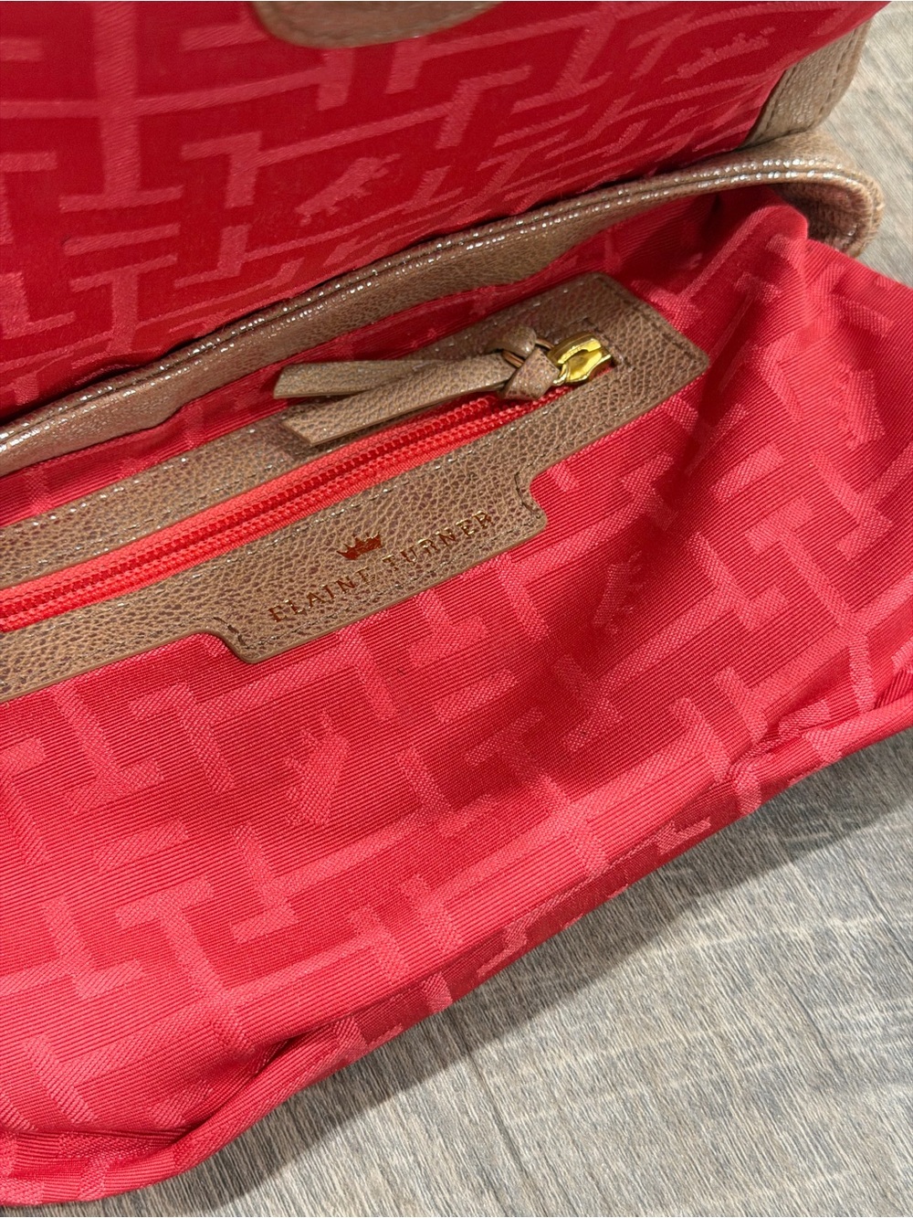 Elaine Turner Arabella Gold Leather Lizard Embossed Clutch Handbag Purse - Picture 6 of 8
